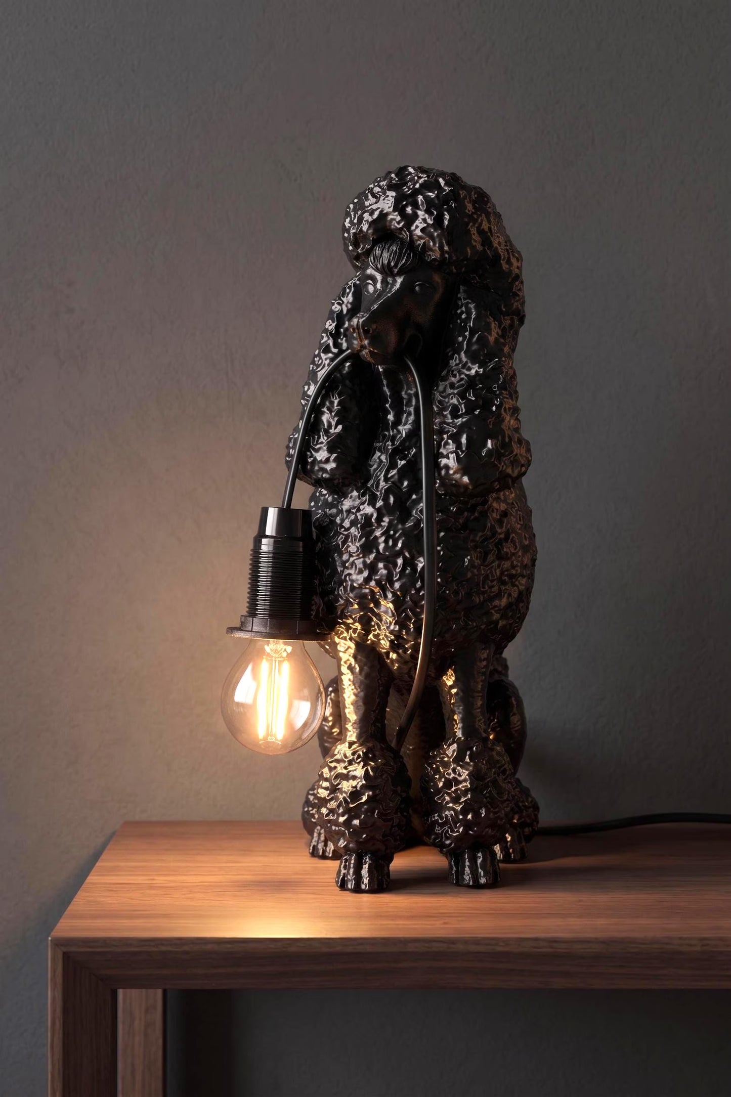 Poodle Table Lamp – Dog Lover Sculptural Desk Light