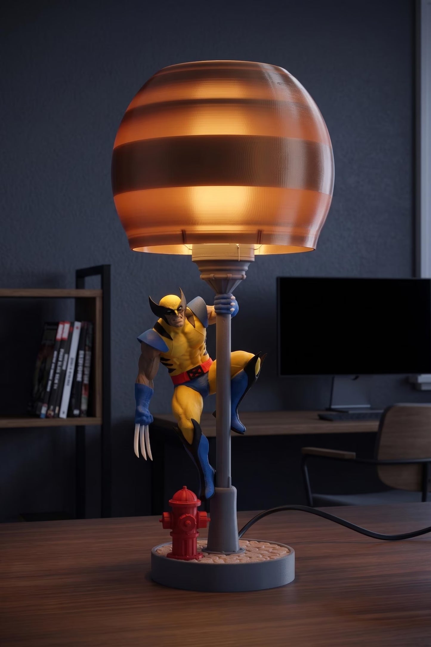 Wolverine Table Lamp – Superhero Desk Lamp, 3D Printed Sculptural Lighting