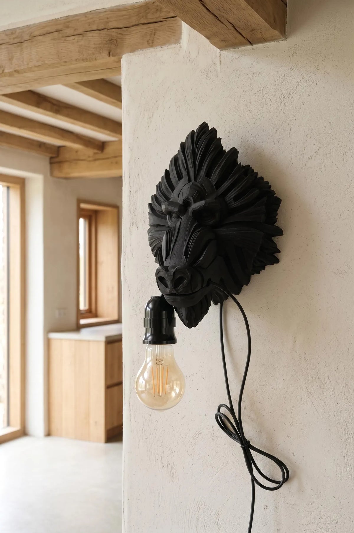 Gorilla Wall Lamp – Animal Wall Light, 3D Printed Sculptural Lighting