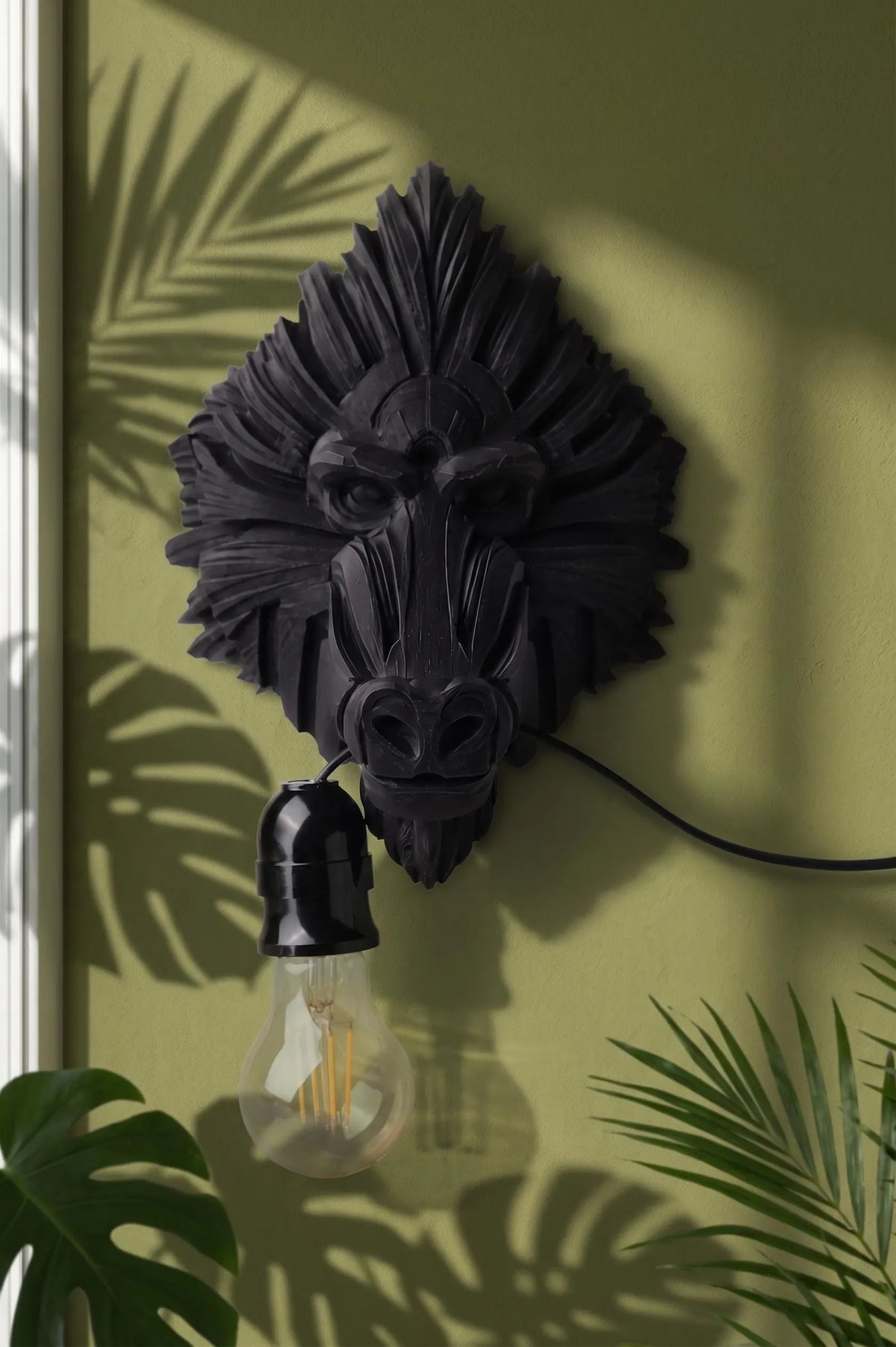 Gorilla Wall Lamp – Animal Wall Light, 3D Printed Sculptural Lighting