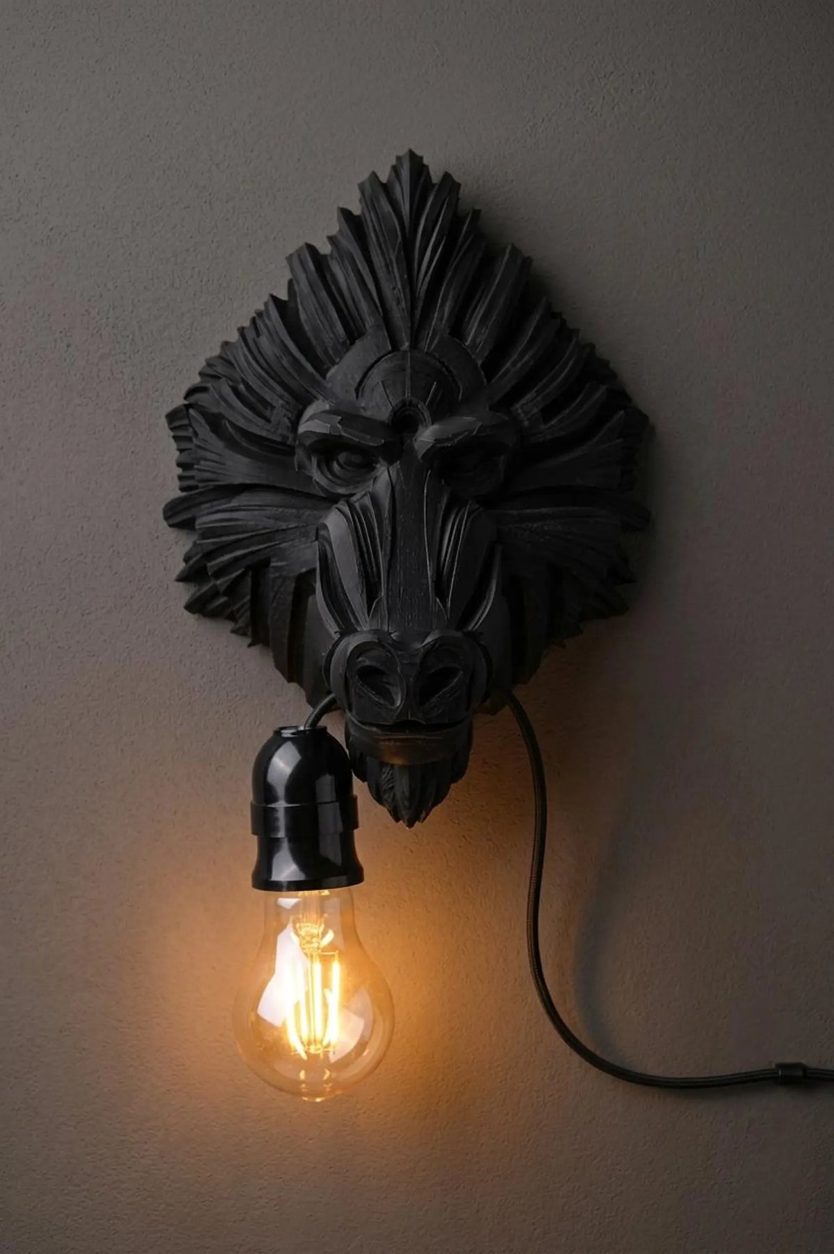 Gorilla Wall Lamp – Animal Wall Light, 3D Printed Sculptural Lighting