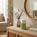 Ceramic-Look Ribbed Column Table Lamp – Modern Bedside Light