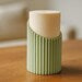 Ceramic-Look Ribbed Column Table Lamp – Modern Bedside Light