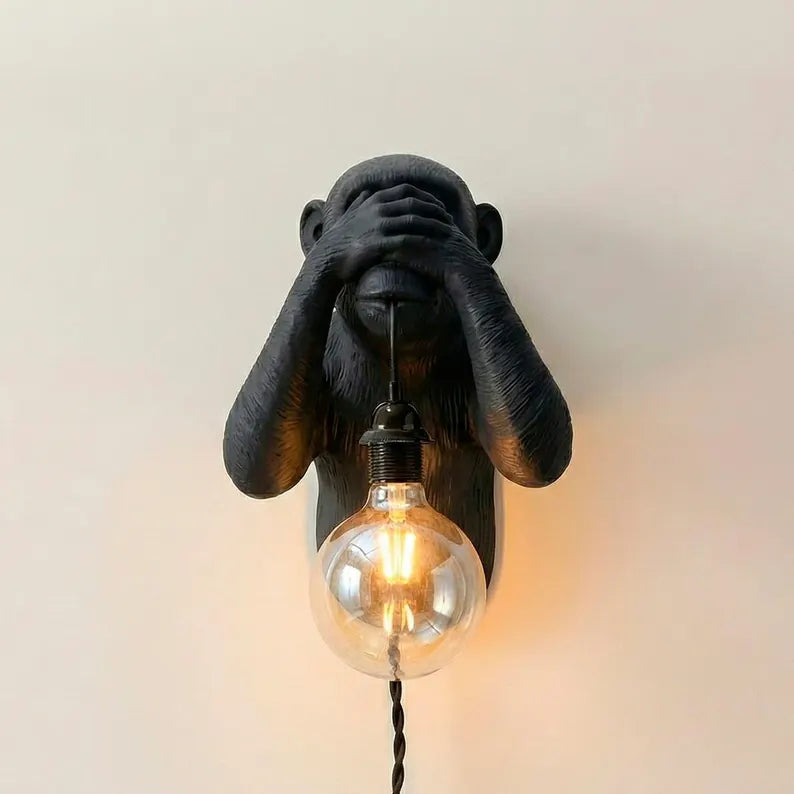 See-No-Evil Monkey Wall Lamp – Sculptural Animal Sconce
