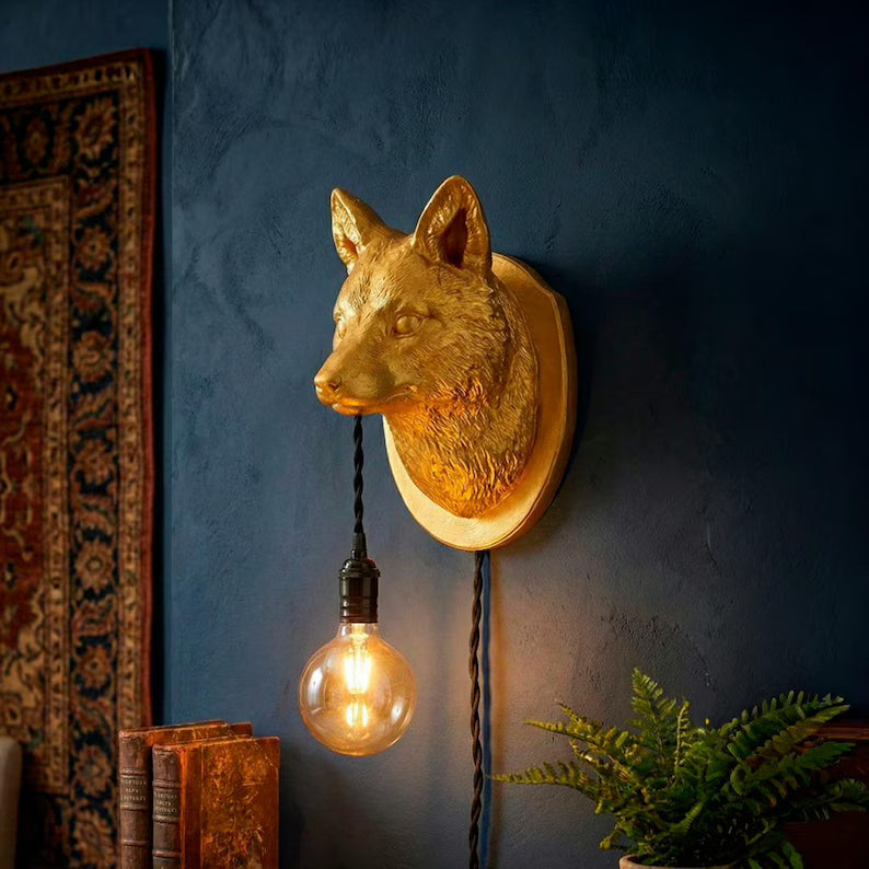 Fox Wall Lamp – Woodland Animal Sconce with Warm LED Glow