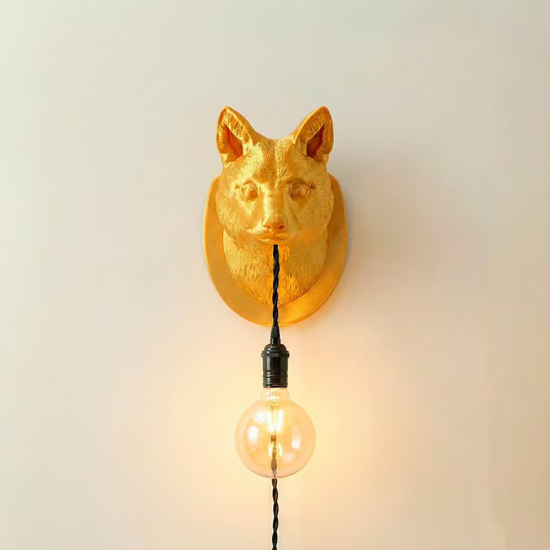 Fox Wall Lamp – Woodland Animal Sconce with Warm LED Glow