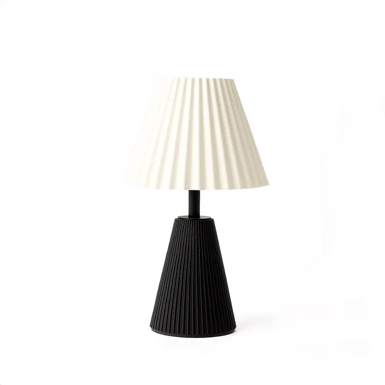 Positano Pleated Table Lamp – Modern Black and White Bedside Light