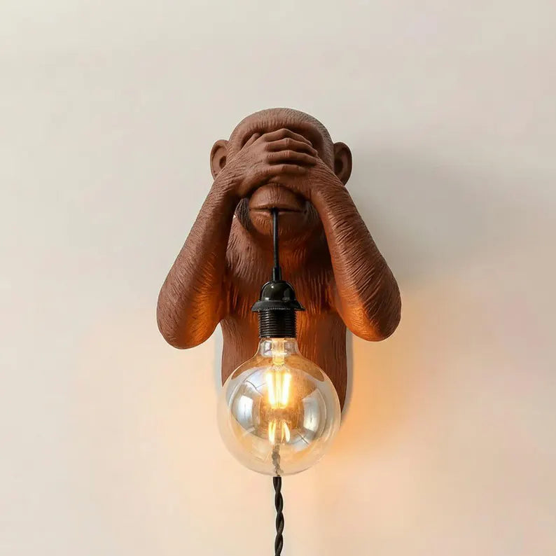 See-No-Evil Monkey Wall Lamp – Sculptural Animal Sconce
