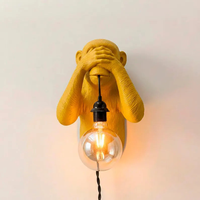 See-No-Evil Monkey Wall Lamp – Sculptural Animal Sconce