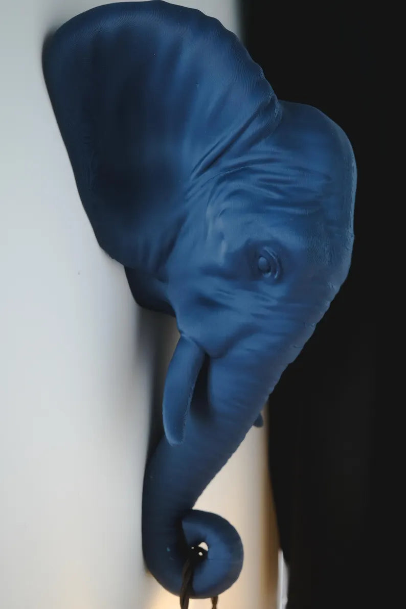 Elephant Head Wall Lamp – Sculptural Animal Sconce with Warm LED Glow
