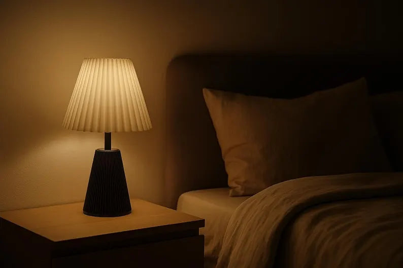 Positano Pleated Table Lamp – Modern Black and White Bedside Light