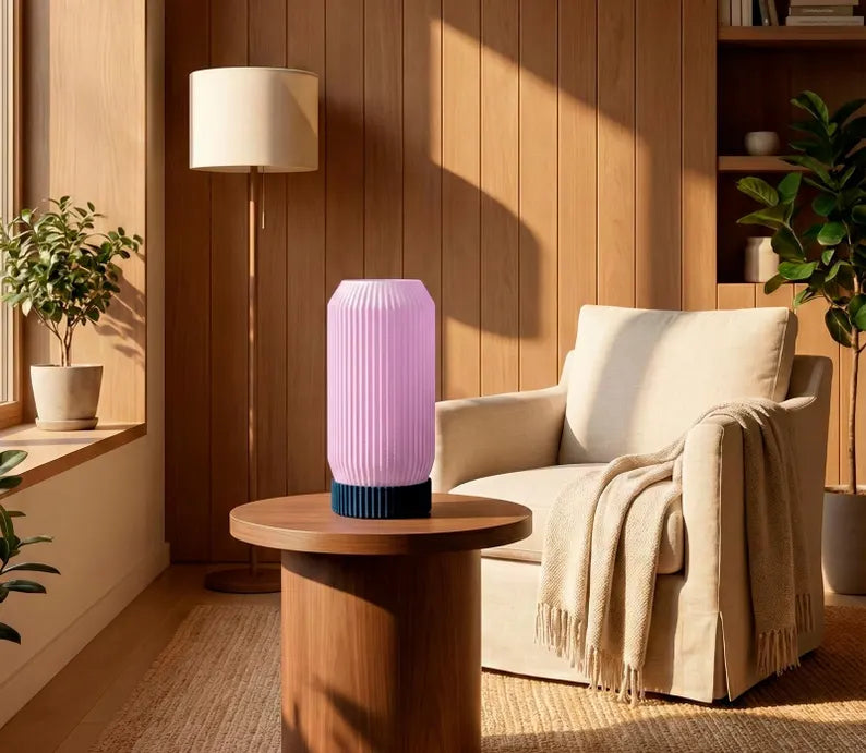Ribbed Astraea Table Lamp – Modern Bedside Light with Soft Ambient Glow