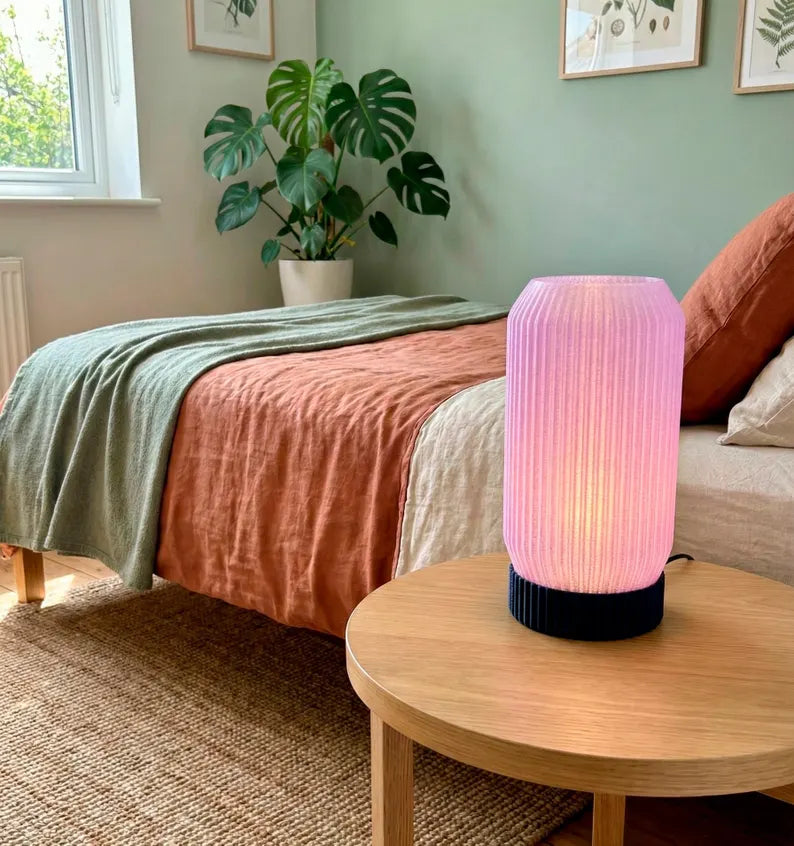 Ribbed Astraea Table Lamp – Modern Bedside Light with Soft Ambient Glow