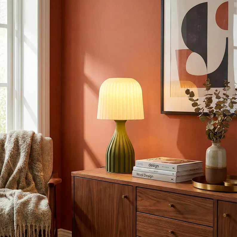 Terra Table Lamp – Modern Pleated Shade Bedside Light