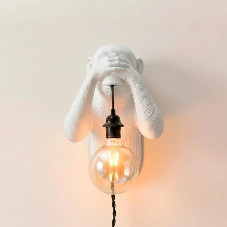 See-No-Evil Monkey Wall Lamp – Sculptural Animal Sconce