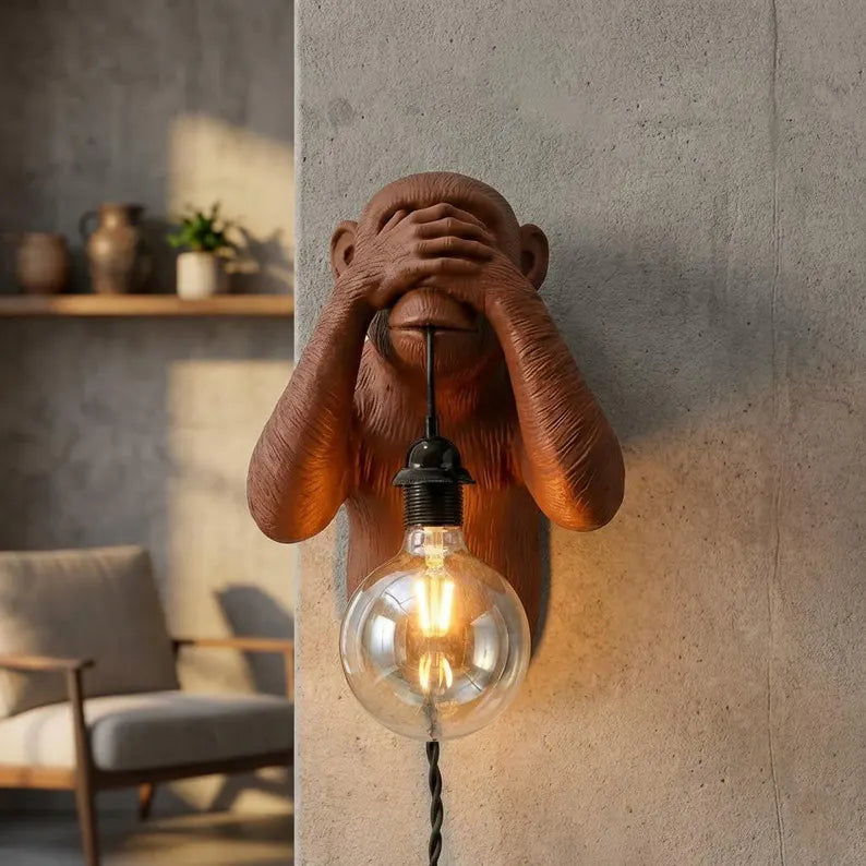 See-No-Evil Monkey Wall Lamp – Sculptural Animal Sconce