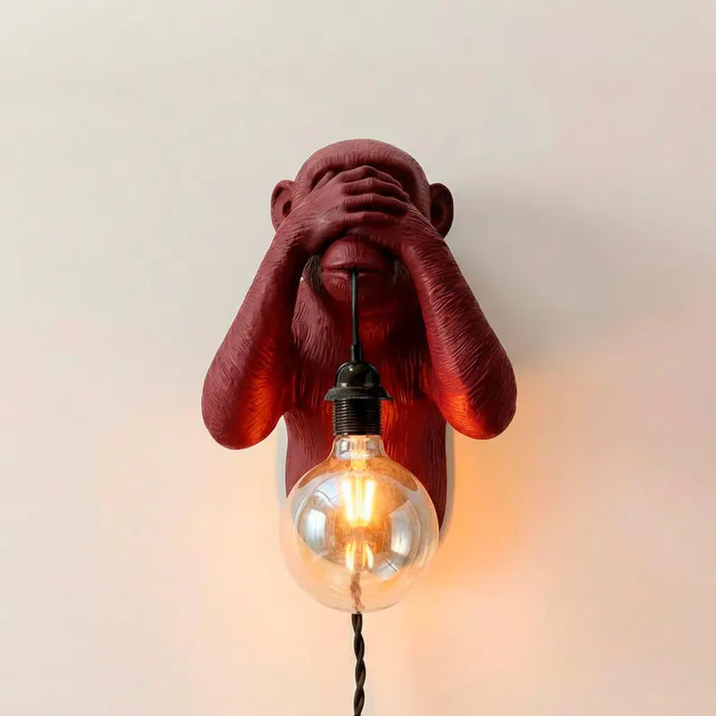 See-No-Evil Monkey Wall Lamp – Sculptural Animal Sconce
