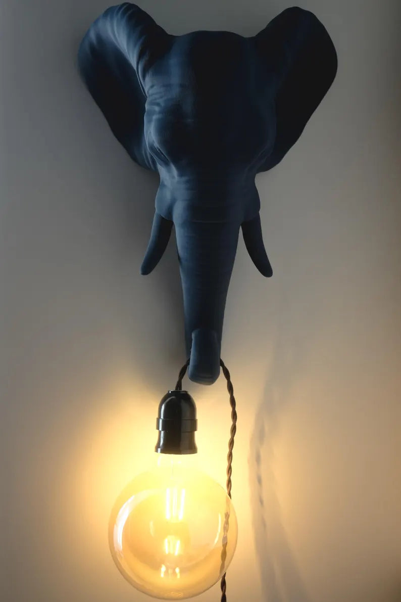 Elephant Head Wall Lamp – Sculptural Animal Sconce with Warm LED Glow
