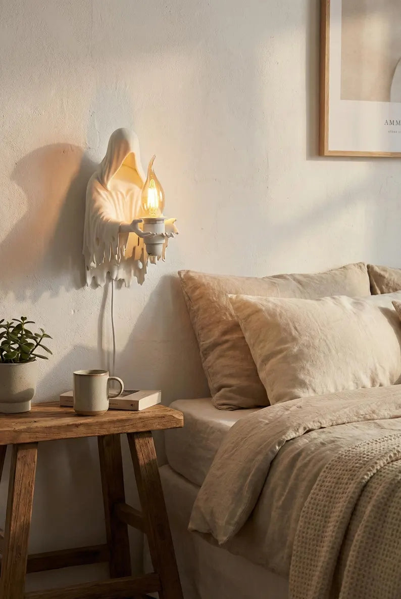 Guardian Ghost Wall Lamp – Gothic Sculptural Accent Light