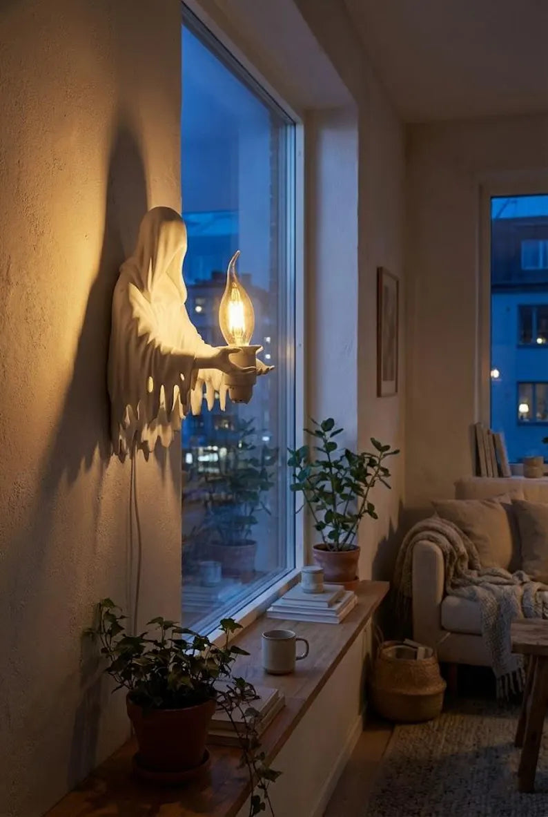 Guardian Ghost Wall Lamp – Gothic Sculptural Accent Light