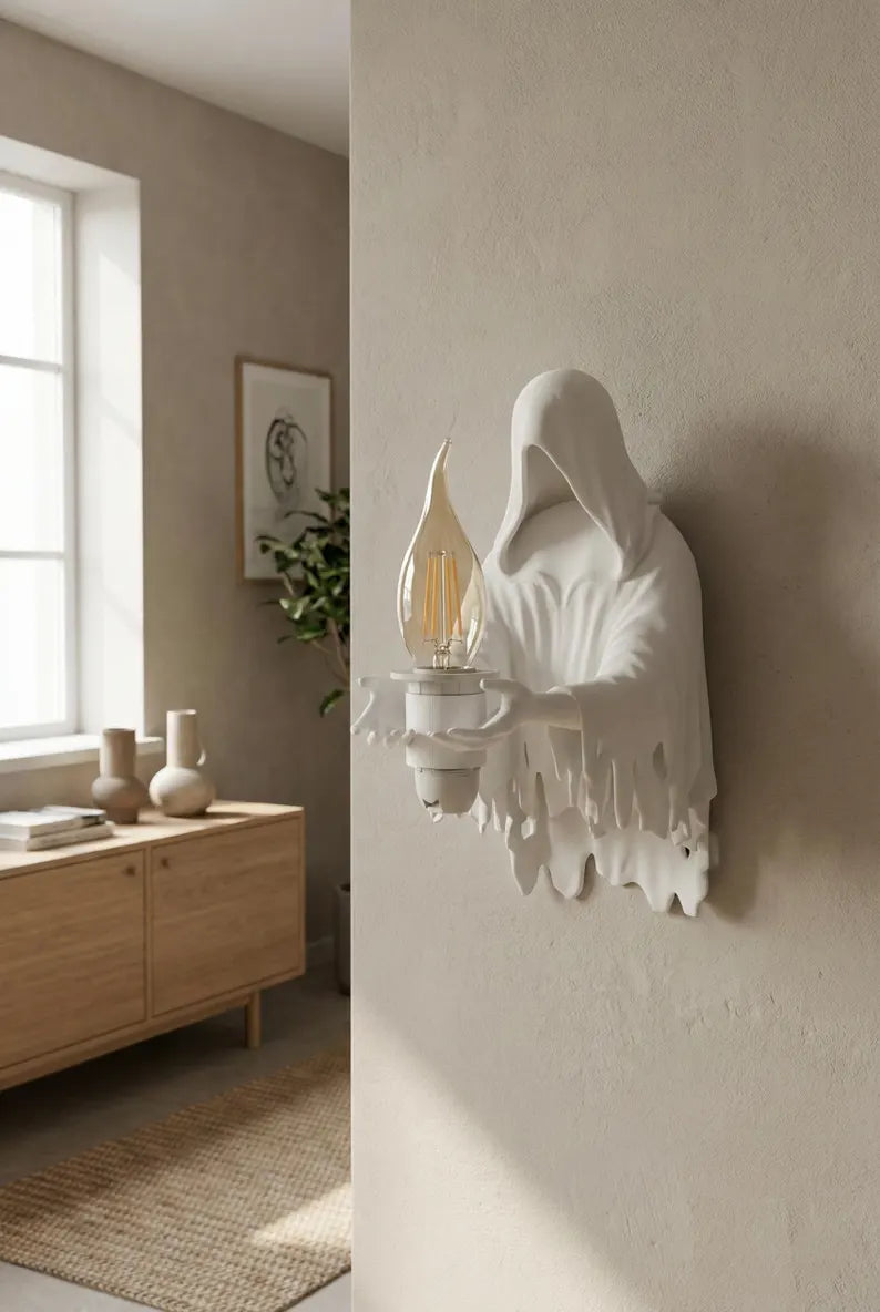 Guardian Ghost Wall Lamp – Gothic Sculptural Accent Light