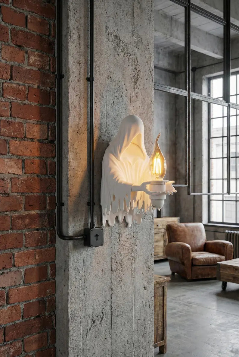 Guardian Ghost Wall Lamp – Gothic Sculptural Accent Light