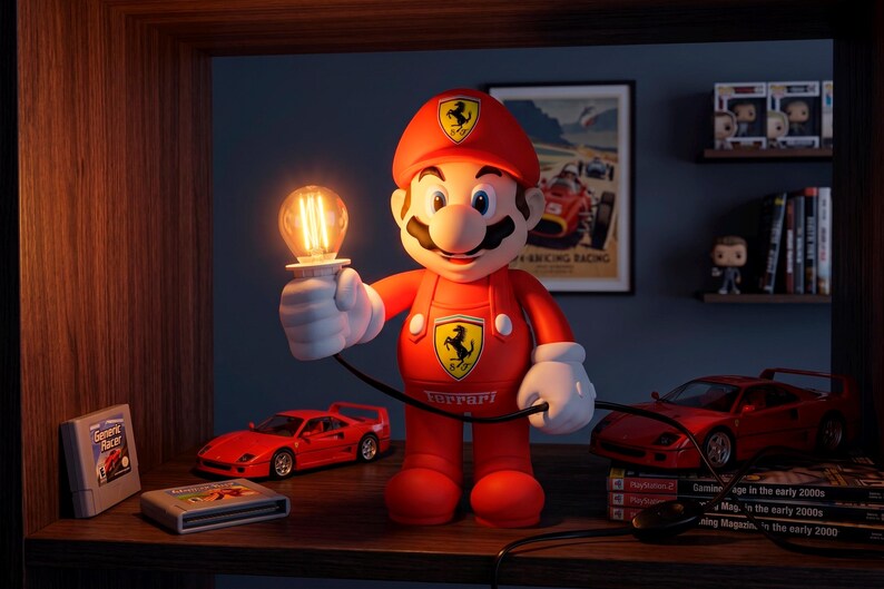 Retro Racing Hero Table Lamp – Gamer Desk Accent Light