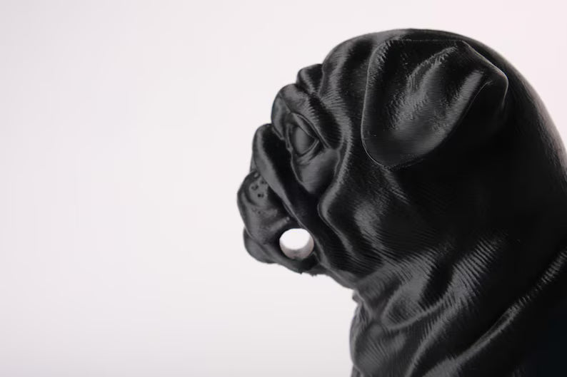 Pug Lamp, Handmade Dog Sculpture with Warm LED Light, Unique Gift for Animal Lovers