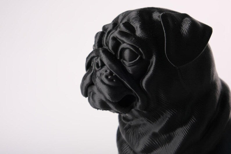 Pug Lamp, Handmade Dog Sculpture with Warm LED Light, Unique Gift for Animal Lovers