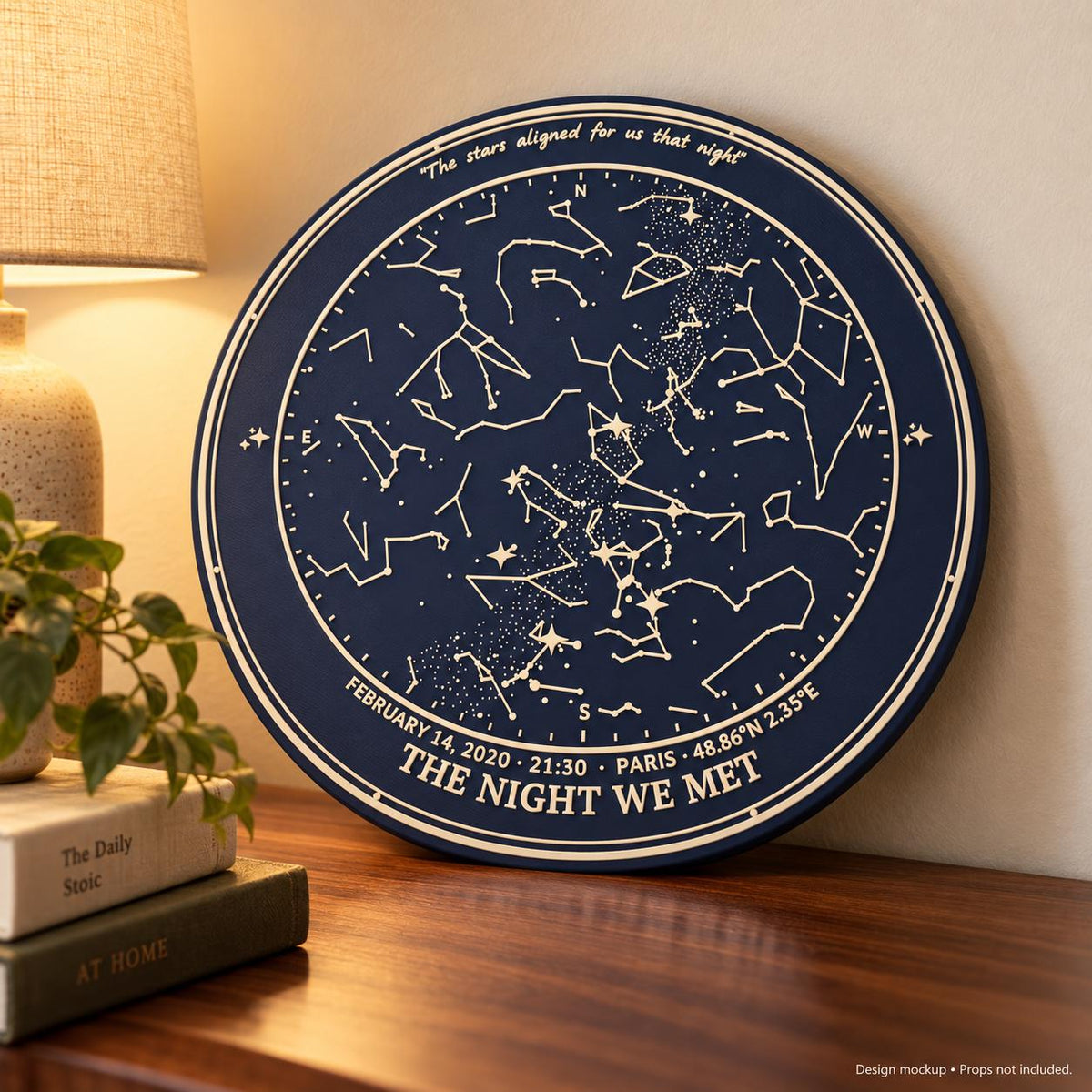 Personalized Star Map Plaque, Custom Date and Location, Two-Line Message, Celestial Keepsake