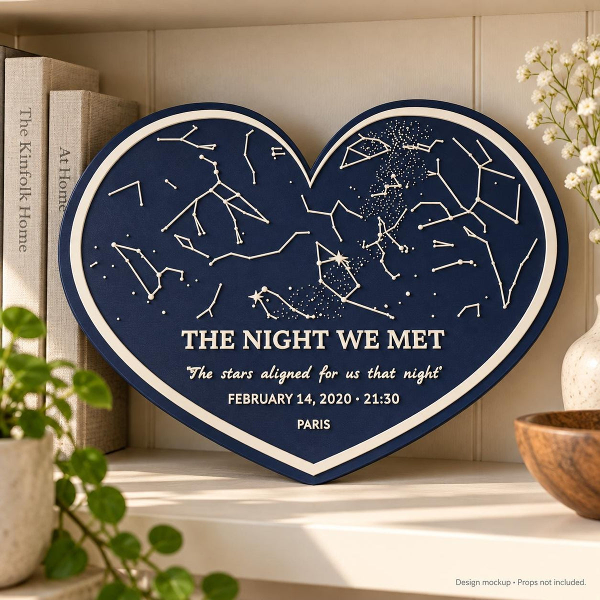 Personalized Star Map Plaque, Custom Date and Location, Two-Line Message, Celestial Keepsake
