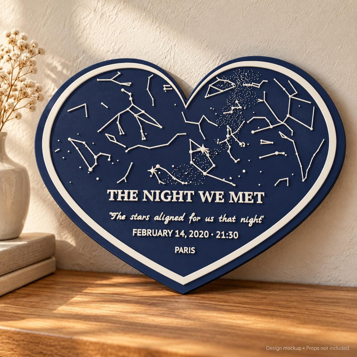 Personalized Star Map Plaque, Custom Date and Location, Two-Line Message, Celestial Keepsake