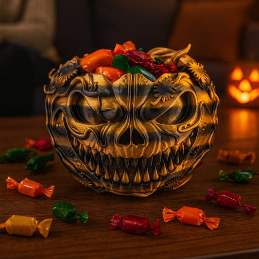 Grinning Pumpkin Candy Bowl – Halloween Tabletop Candy Holder