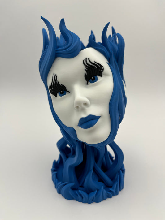 Fluida Blue Flame Enchantress Bust – Fantasy Art Sculpture Figurine