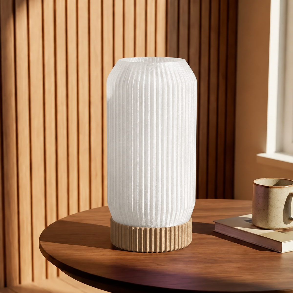Ribbed Astraea Table Lamp – Modern Bedside Light with Soft Ambient Glow
